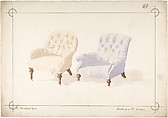 Designs for Two Chairs, Charles Hindley and Sons  British, Watercolor over graphite