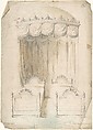 Design for Twin Beds with a Canopy, Charles Hindley and Sons  British, Graphite and watercolor