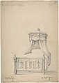 Design for a Gothic Bed, Charles Hindley and Sons  British, Graphite with touches of white gouache