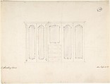 Design for Armoire with Mirrors, Charles Hindley and Sons  British, Graphite, brush and ink wash