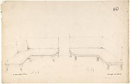 Designs for Two Corner Couches, Charles Hindley and Sons  British, Graphite