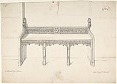 Design for Side Table, Charles Hindley and Sons (British, London 1841–1917 London), Pen and black ink, brush and ink wash