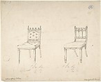 Designs for Two Chairs, Charles Hindley and Sons  British, Pen and black ink