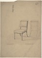 View of Front and Rear of Chair, Charles Hindley and Sons  British, Pen and ink, brush and wash, over graphite