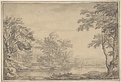 Classical Landscape, George Lambert  British, Pen and black ink, brush and gray wash, over graphite