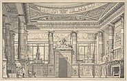 Design for an Egyptian-style Interior, Gaetano Landi  Italian, Pen and black ink, gray wash