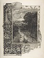 Illustration of a Landscape with a Thorn Border, William Hyde British, Pen and black ink, brush and wash with touches of white gouache (bodycolor), over graphite