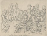Group of Figures at a Table, Marcellus Laroon the Younger British, Graphite