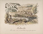 "The Riverside, Favourable Wind and the Trout Rising as Fast as Possible", John Leech British, Watercolor, pen and brown ink, over graphite