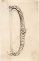 Design for a Metal Bag or Purse Handle with Stacked Coin Motif and Central Rosette, Anonymous, Italian, 17th century, Pen and brown ink, over graphite