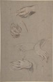Studies of Hands, Sir Peter Lely (Pieter van der Faes) Dutch, British, Red, black, and white chalk