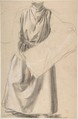 Study of a Standing Figure, Romain Cazes French, Black chalk highlighted with white chalk