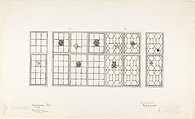 Design for Leaded Windows with Colored Inserts, Morris & Company, Watercolor over graphite