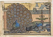 Design for a Tile: Peacocks in a Garden, Walter J. Morgan  British, Watercolor, pen and black ink over graphite with touches of gouache (bodycolor)