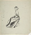 Study of a Lady in a Riding Habit, Phil May  British, Pen and black ink