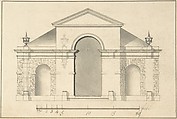 Elevation of Garden Pavilion, Robert Morris  British, Pen and black ink, brush and gray wash, over graphite