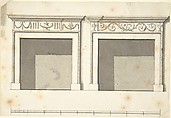 Two Designs for Mantels in the Adam Style, Anonymous, British, 18th century British, Pen and black ink, brush and gray wash