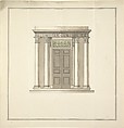 Design for a Doorway with a Portico in the Classical Style, Anonymous, British, 18th century British, Pen and black ink, brush and gray, brown and green wash or watercolor