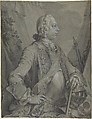 Portrait of the Emperor Joseph II as Military Commander, Johann Wolfgang Baumgartner German, Brush and gray ink, gray wash, heightened with white bodycolour, over a sketch in graphite; on blue paper