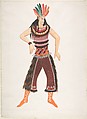 Costume design for Native American male, Natalia Goncharova  French, born Russia, Watercolor, gouache, brush and black ink, and graphite