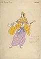 Costume design for Polovtsian girl in "Prince Igor", Konstantin Korovin Russian, Pen and black ink, watercolor, gouache, and silver paint