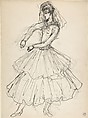 Costume design for a female dancer, Natalia Goncharova  French, born Russia, Pen and black ink, and graphite