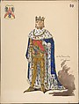 King and Coat of Arms, Sergey Sudeykin Russian, pen and black ink, watercolor, gouache, clear varnish over parts, heightened with white
