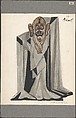 Theatrical ghost costume for "Le Rossignol", Sergey Sudeykin  Russian, Brush and black and brown ink, brush and gray and brown wash, graphite