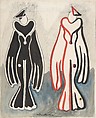 Costumes for 'New Faces' (?), Radio City, Female Dominoes, Sergey Sudeykin Russian, Watercolor and pencil