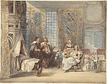 Scene with Family and Guest in Seventeenth-Century Interior, Joseph Nash British, Watercolor over graphite