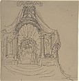 Design for a Throne (recto); Recumbent Figure (verso), William Pitts (British, London 1790–1840 London), Pen and black ink, graphite