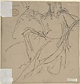 Design for a Throne (recto); Recumbent Figure (verso), William Pitts (British, London 1790–1840 London), Pen and black ink, graphite