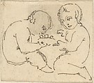 Sketch of Two Children, William Pitts  British, Pen and brown ink