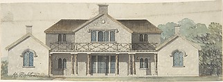 Design for a Cottage Ornée in the Tudoresque Style, Humphry Repton British, Watercolor over pen and black ink