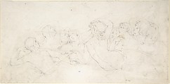 Group of Sea Nymphs, William Pitts  British, Graphite and red chalk