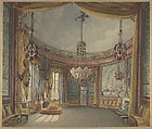 The Saloon, Brighton Pavilion, Auguste Charles Pugin  British, French, Watercolor over graphite with touches of  gouache (bodycolor)