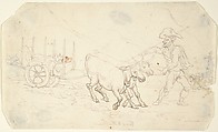 Going Sick to the Rear, Thomas Rowlandson  British, Pen and purple and brown ink