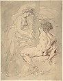 Woman Talking to a Seated Male Nude, Thomas Rowlandson  British, Pen and brown ink, brush and gray wash
