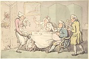 A Couple at Table with Servants, Thomas Rowlandson  British, Watercolor, pen and brown ink