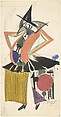 Clown in cubist costume, Sergey Chekhonin Russian, graphite, watercolor, gouache.