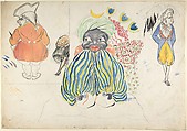 Three costume studies for "Scherezade", Paris, 1928, Boris Konstantinovitch Bilinsky Russian, Pencil, watercolor, brush and black ink
