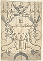 Candelabra Grotesque on a Pedestal with Fantastical Creatures and a Lobster, Anonymous, Italian, 16th century ?, Pen and black ink, brush and gray wash