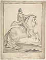 Equestrian Portrait of Henry IV, Auvrest (French, active late 18th–early 19th century), Pen and black ink, brush and gray wash; framing lines in pen and brown ink