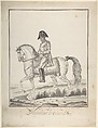 Equestrian Portrait of Napoleon, Auvrest (French, active late 18th–early 19th century), Pen and black ink, brush and gray wash; framing lines in pen and brown ink