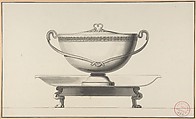 Design for a Covered Bowl with Stand, Henri Auguste (French, Paris 1759–1816 Port-au-Prince), Pen and black ink, brush and gray wash.