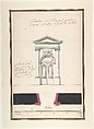 Design for an Elevation of a Gateway, Abbey at Rebais (Seine et Marne), Claude Louis D'Aviler (French, died Paris, 1764), Pen and black ink, with black and rose wash over graphite underdrawing