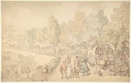 Fairlop Fair, Essex, Thomas Rowlandson (British, London 1757–1827 London), Pen and brown and gray inks, with watercolor