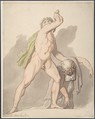 Standing Nude Man Supporting Fainting Female (Ludovisi Gaul in the Uffizi), Thomas Rowlandson  British, Watercolor