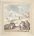 Figures by the Seashore, Thomas Rowlandson  British, Watercolor, pen and brown ink