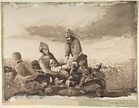 The wounded comrade, Nicholas Shiels British, Brush and brown wash